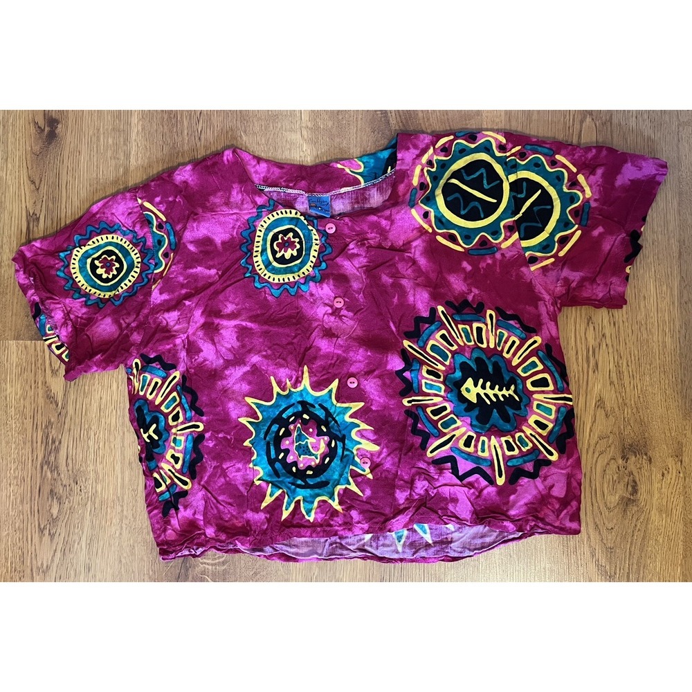 Vintage Crop Top Caribbean Surf Single Stitch Women's